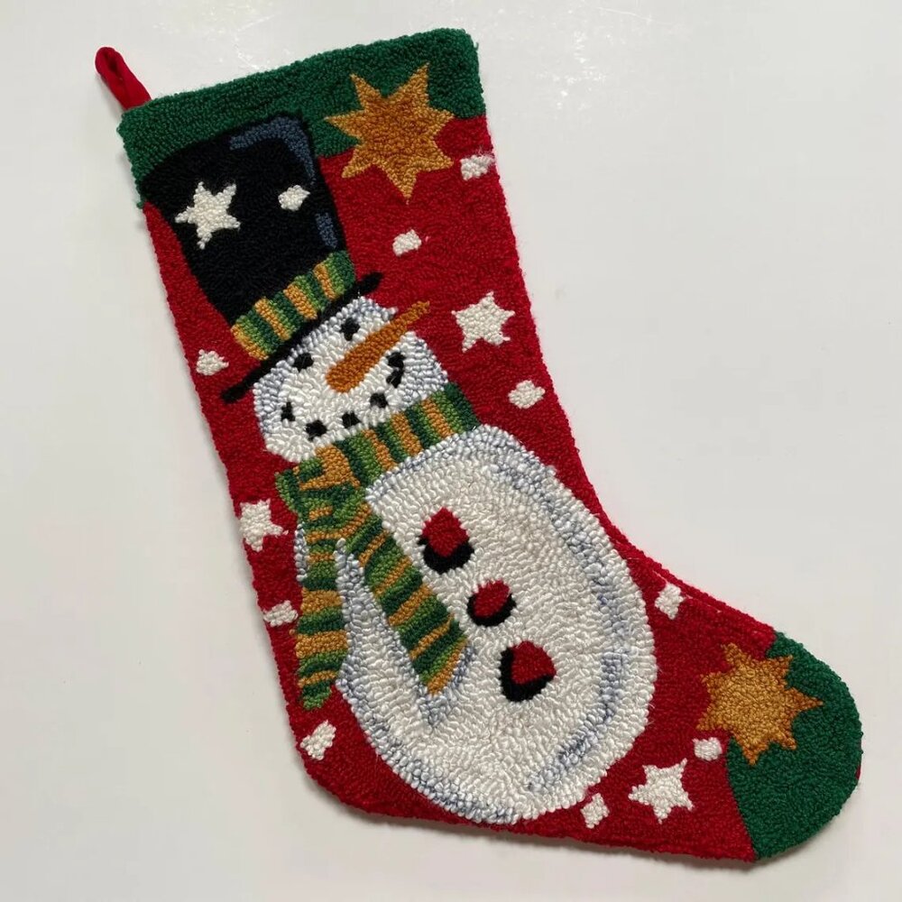 Christmas Snowman Needle Punch Stocking Xmas Holiday Decor